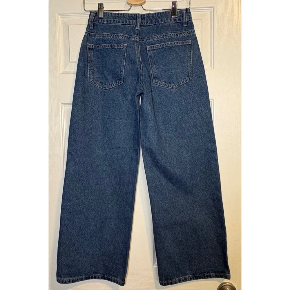 Edikted Wide Leg Jeans Womens XS Blue Washed High Rise 100% Cotton NWT - Picture 3 of 13